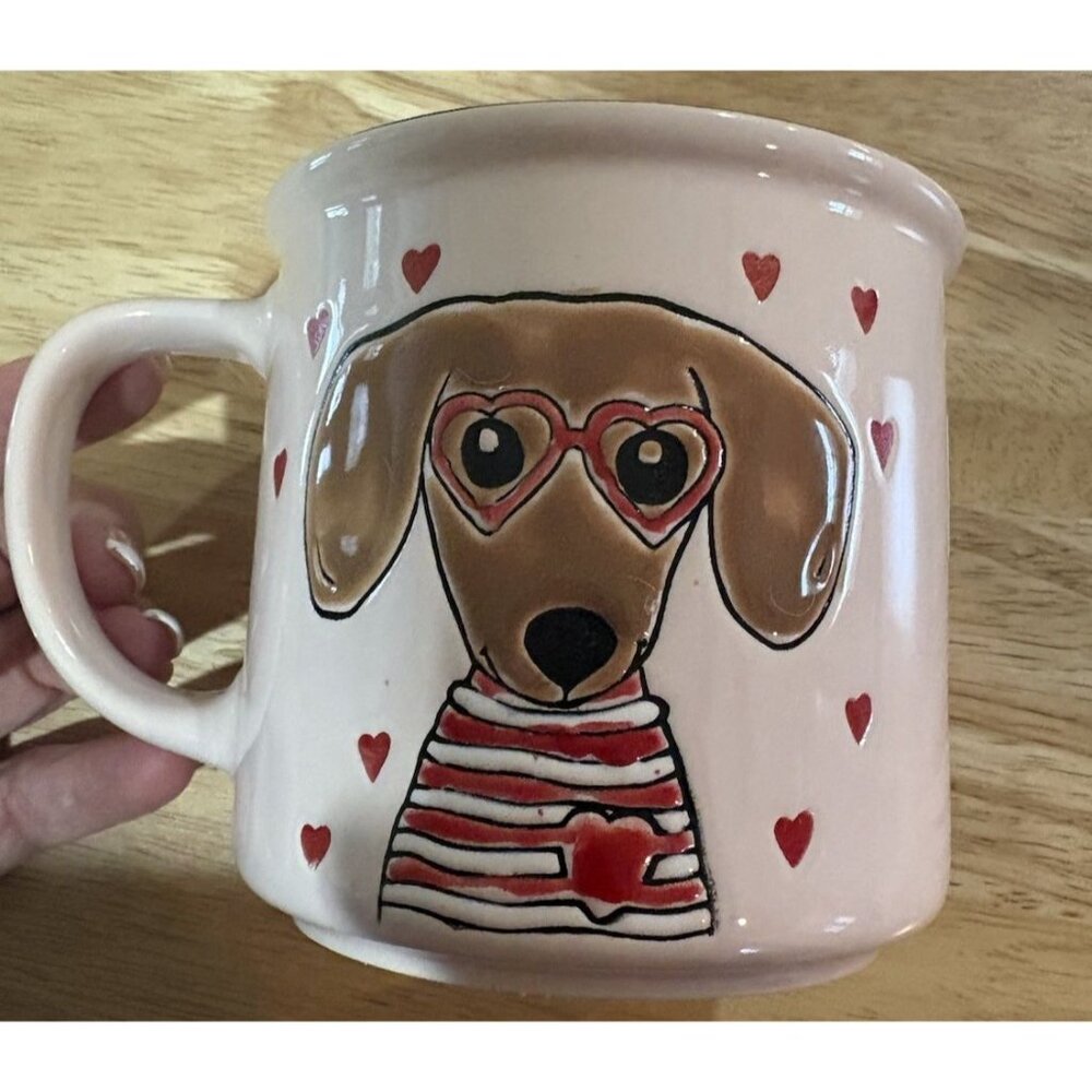 Spectrum Designz Dachshund Heart Glasses DUTCHES DOG 18oz Mug NEW
